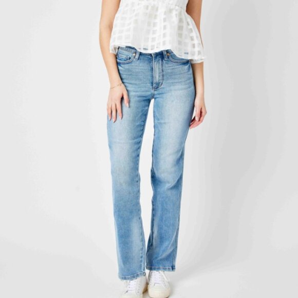 NWT JUDY BLUE Tummy control high waist straight leg jeans - Picture 1 of 5